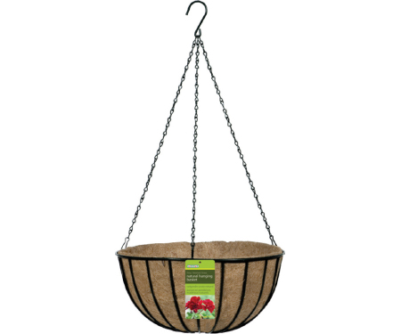 Traditional Hanging Grow Basket With Coco Liner - Black (16")