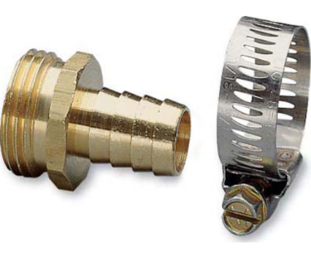 Nelson Male Hose Repair- 5/8" Brass/Worm Gear Clamp