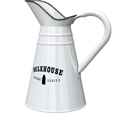 Pitcher Water Can 12" H White