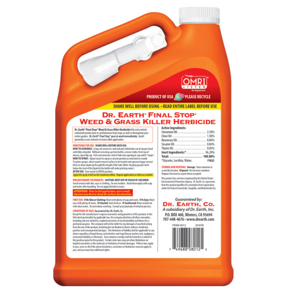 Dr. Earth Final Stop Weed & Grass Herbicide Killer Spray Gal RTU - Image 2